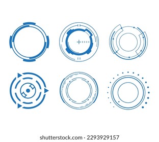 Set of Sci Fi Modern User Interface Elements. Futuristic Abstract HUD. Good for tech logo game UI. Circle elements for data infographics. Vector Illustration