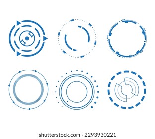 Set of Sci Fi Modern User Interface Elements. Futuristic Abstract HUD. Good for tech logo game UI. Circle elements for data infographics. Vector Illustration