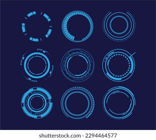 Conjunto de Elementos Modernos de Interfaz de Usuario de Sci Fi. HUD abstracto futurista. Es bueno para la interfaz de usuario del juego del logotipo tecnológico. Elementos de círculo para infografías de datos. Ilustración vectorial