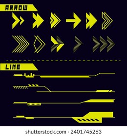 Set von SciFi Modern User Interface Elements. Futuristische Abstrakte HUD.High Tech Linien und Pfeile. Vektorgrafik