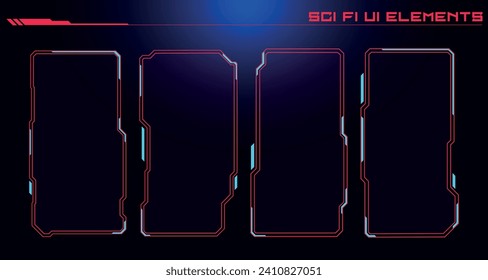 Set of Sci Fi Modern User Interface Elements. Futuristic Abstract HUD. Good for game UI.  Vector Illustration EPS10