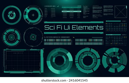 Conjunto de Elementos Modernos de Interfaz de Usuario de Sci Fi. HUD futurista de ciberpunk espacial. Es bueno para la interfaz de usuario del juego. EPS10 de ilustración vectorial