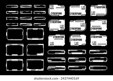 Set of Sci Fi Modern User Interface Elements. Digital futuristic hud interface panels. Display sci fi boxes for game. Cyberpunk vector design template