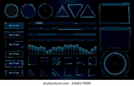 Set of Sci Fi Modern User Interface Elements. Futuristic Abstract HUD. Good for game UI. Vector Illustration EPS10