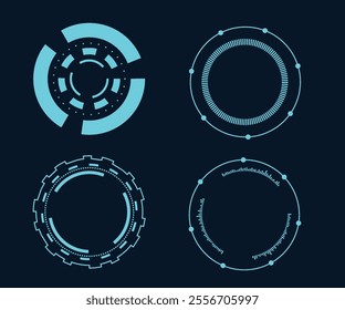 Set of Sci Fi Modern User Interface Elements. Futuristic Abstract HUD. Good for tech logo game UI. Circle elements for data infographics. Vector Illustration