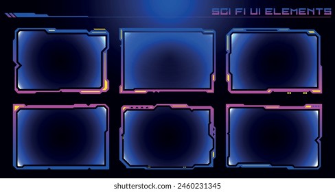 Set of Sci Fi User Interface Banners. Futuristic Abstract HUD. Good for game UI. Futuristic tech screen template. Vector Illustration EPS10