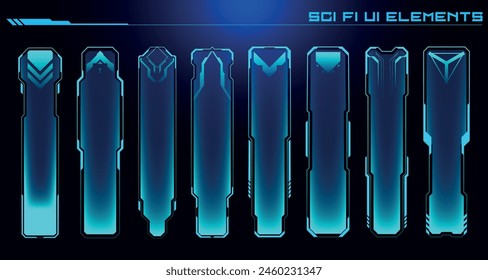 Set of Sci Fi User Interface Banners. Futuristic Abstract HUD. Good for game UI. Futuristic tech screen template. Vector Illustration EPS10