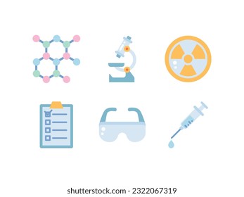 Set of Science and Chemical Elements Flat Icon Part 4, Vector Illustration Isolated.