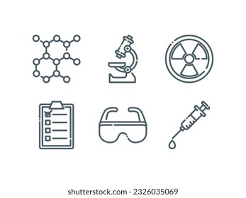 Set of Science and Chemical Elements Outline Icon Part 4, Vector Illustration Isolated.
