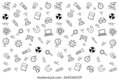 Conjunto de ciencia y química doodle elemento Vector de fondo