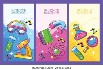 Set of science and chemistry element template vector background