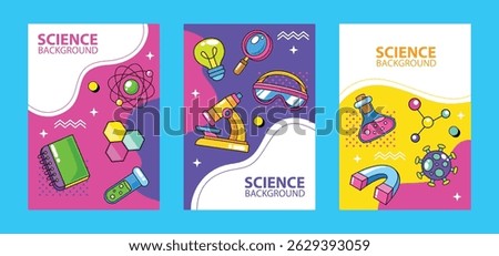 Set of science and chemistry element template vector background