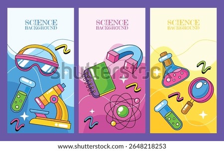Set of science and chemistry element template vector background