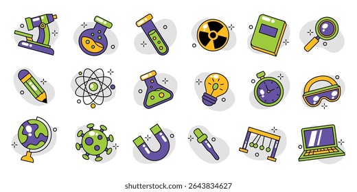 Set of science and chemistry element vector illustration