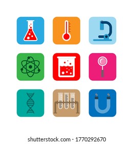 Conjunto de iconos de ciencia y química, vector