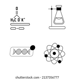 Set of science chemistry lab outline icon  flat design