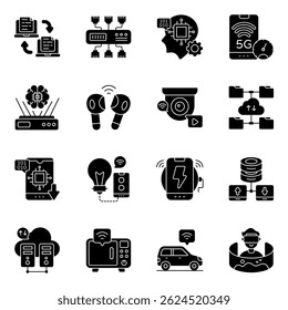 Set of Science and Chemistry Solid Icons