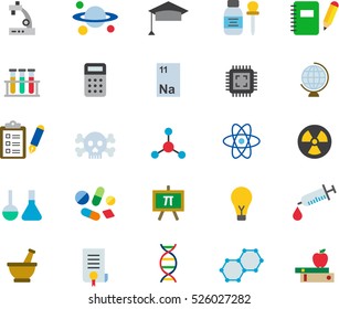 set of SCIENCE color flat icons