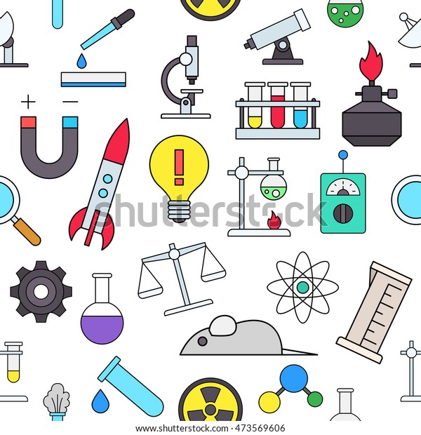 Set Science Colorful Pattern Icons Stock Vector (Royalty Free ...