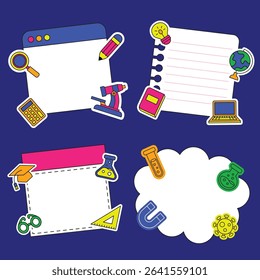 Set of science and education element sticker template
