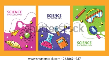 Set of science and education element template vector background