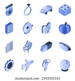 Set of Science and Education Flat Isometric Icons

