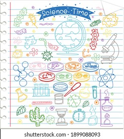 Set Of Science Element Doodle On Paper Illustration