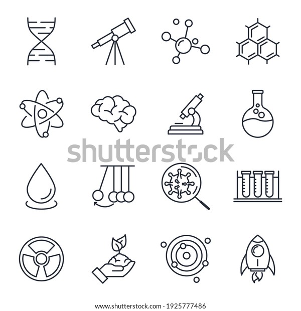 Set of\
Science elements icon. Science pack symbol template for graphic and\
web design collection logo vector\
illustration