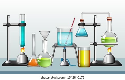 Set Science Equipments On White Background Stock Vector (Royalty Free ...