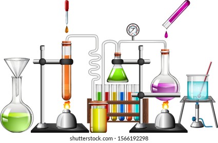 Set Science Equipments On White Background Stock Vector (Royalty Free ...