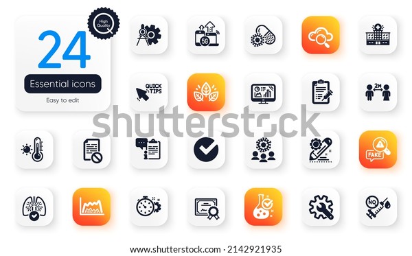 Set of\
Science flat icons. Vaccine report, Wrong file and Trade chart\
elements for web application. Fake news, Social distancing, Verify\
icons. Project edit, Analytics graph.\
Vector