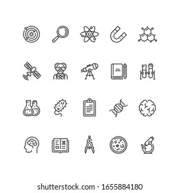 Set of science icons in line style. For your design, logo. Vector illustration.