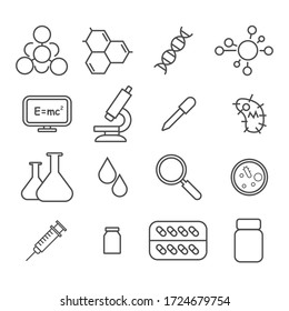 Set of science icons on white background