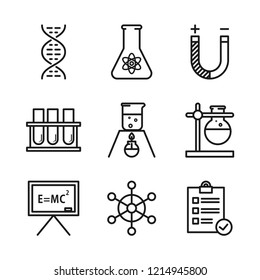 Set of Science Icons. Simple flat design. Isolate on white background.