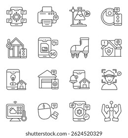 Set of Science and Iot Linear Icons