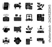 Set of Science and Network Solid Icons