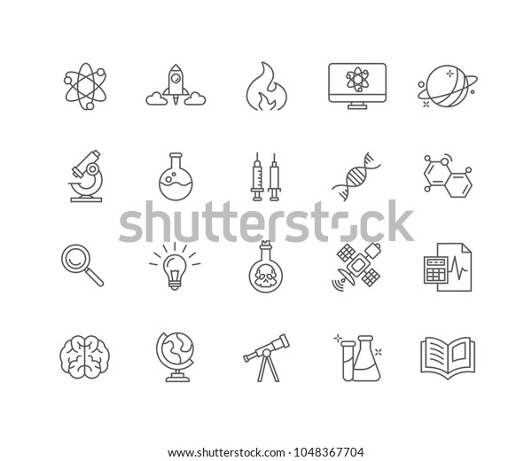 Set Science Outline Icons Isolated On Stock Vector (Royalty Free ...