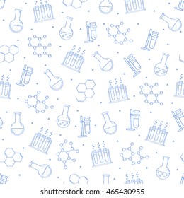 Set of Science pattern blue icons
