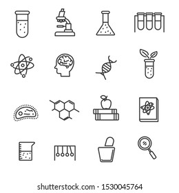 Set of science related icon with simple line design 