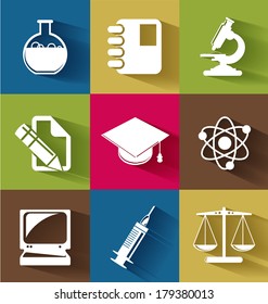 Set of science, research and education  flat icons