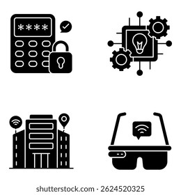 Set of Science and Smart Technology Solid Icons