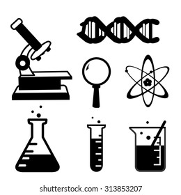 set of science stuff icon Lab cartoon icon vector