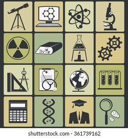 set of science stuff icon. Vector illustration