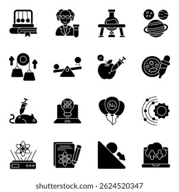 Set of Science and Technology Solid Icons