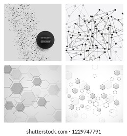Set of science template, wallpaper or banner with a DNA molecules. Vector illustration.