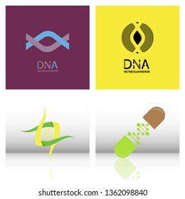 Set of science template, wallpaper or banner with a DNA molecules. Vector illustration.