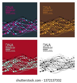 Set of science template, wallpaper or banner with a DNA molecules. Vector illustration.