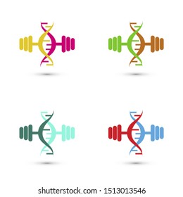 Set of science template, wallpaper or banner with a DNA molecules. Vector illustration.
