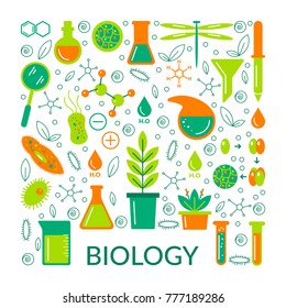 A set of scientific biological icons. Vector illustration.