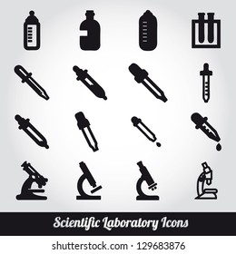 Set of scientific laboratory equipment symbols